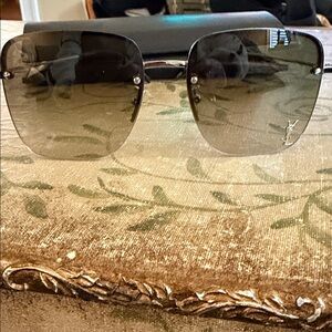 Silver Saint Laurent 58mm Aviator Sunglasses